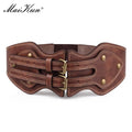 Maikun Belt Crazy Horse Leather Double Pin Buckle Women's Elastic Wide Belt All-match Women's Coat Girdle