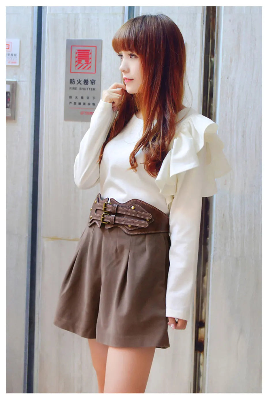 Maikun Belt Crazy Horse Leather Double Pin Buckle Women's Elastic Wide Belt All-match Women's Coat Girdle