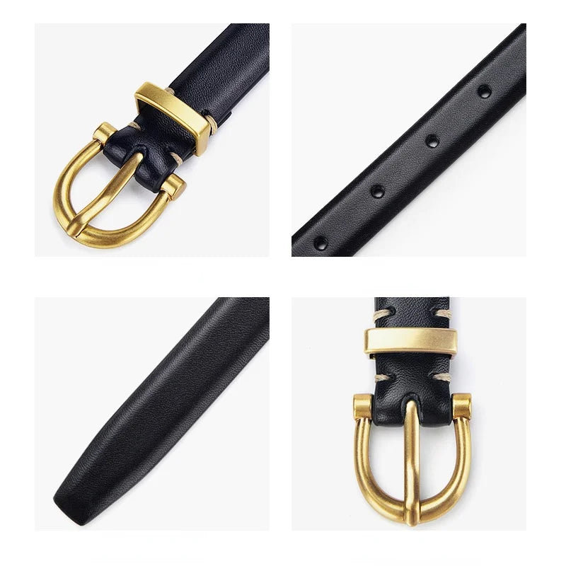 Jeans Fashion Professional 100% Genuine Leather Belt for Women Fine Decorative Cowhide Ins Wind Simple Korean Black Belt