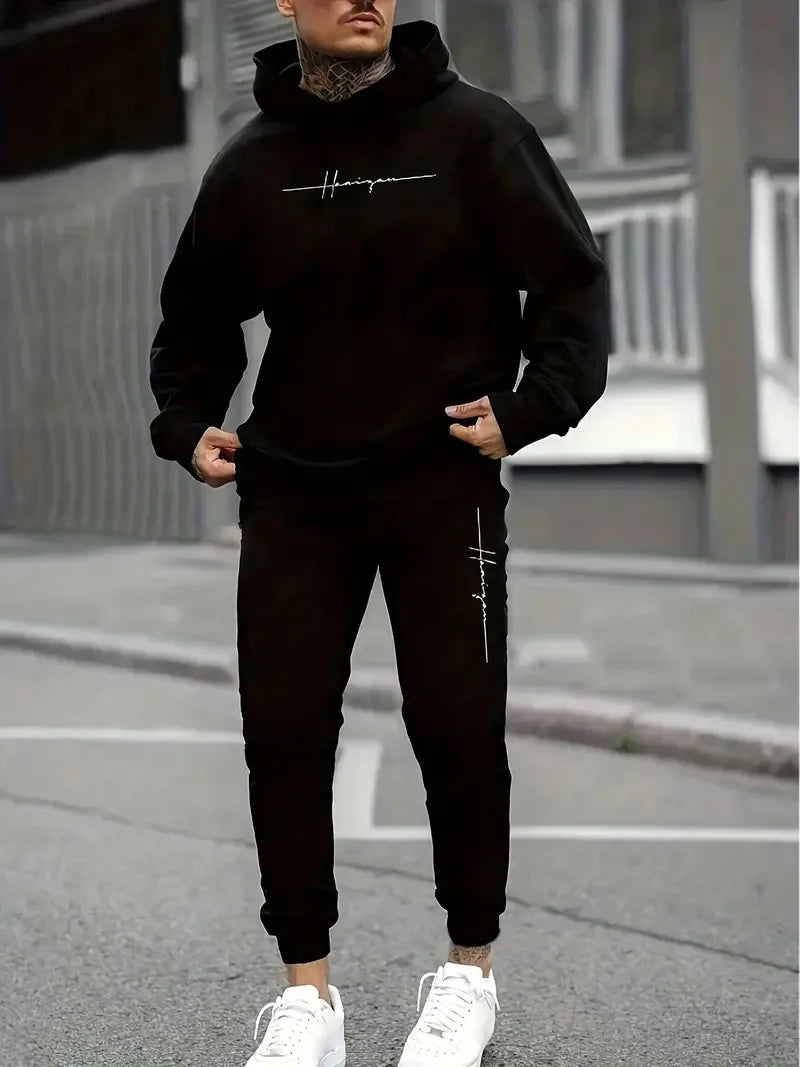 2026 Men's Fall Printed Hoodie and Jogger Set - Perfect for School Start Season men clothes tracksuit mens clothes funny suit