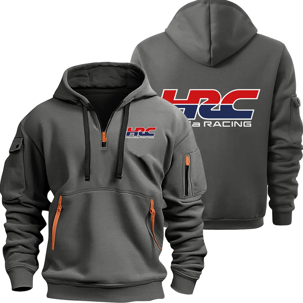 Honda HRC Logo Racing Team Men's Half-zip Hoodie Spring and Autumn Men's Sweatshirt 2025 Sports Men's Pullover Clothes