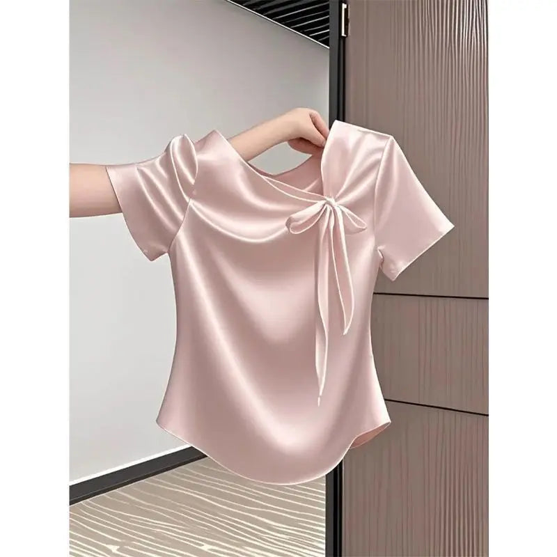 women detailed bow tie blouse