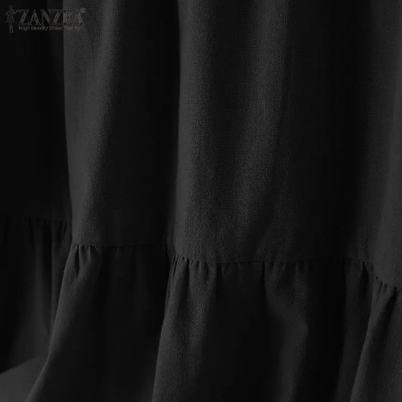 ZANZEA Autumn Vintage Cotton Blouse Woman Long Sleeve O-Neck Shirt Female Casual Solid Blusas Fashion Button Cuffs Chemise 2023