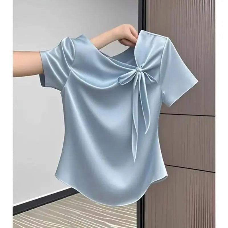 women detailed bow tie blouse