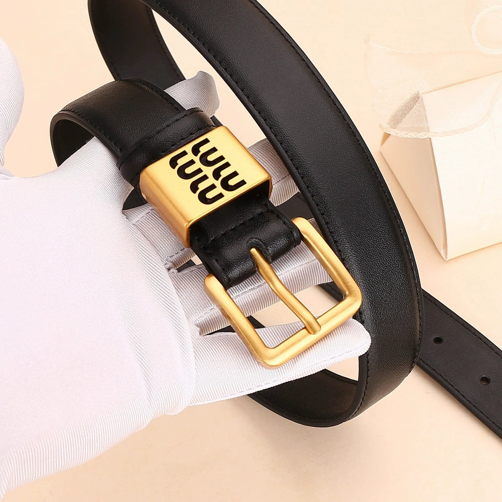Genuine leather cowhide belt for women; versatile decorative waist belt with a sense of design; fashionable denim belt for ladie