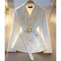 Women Blazer Coat New 2026 Autumn Long Sleeve Single Breasted Belt Pocket Elegant Office Ladies Suit Jacket Lady Outerwear Tops