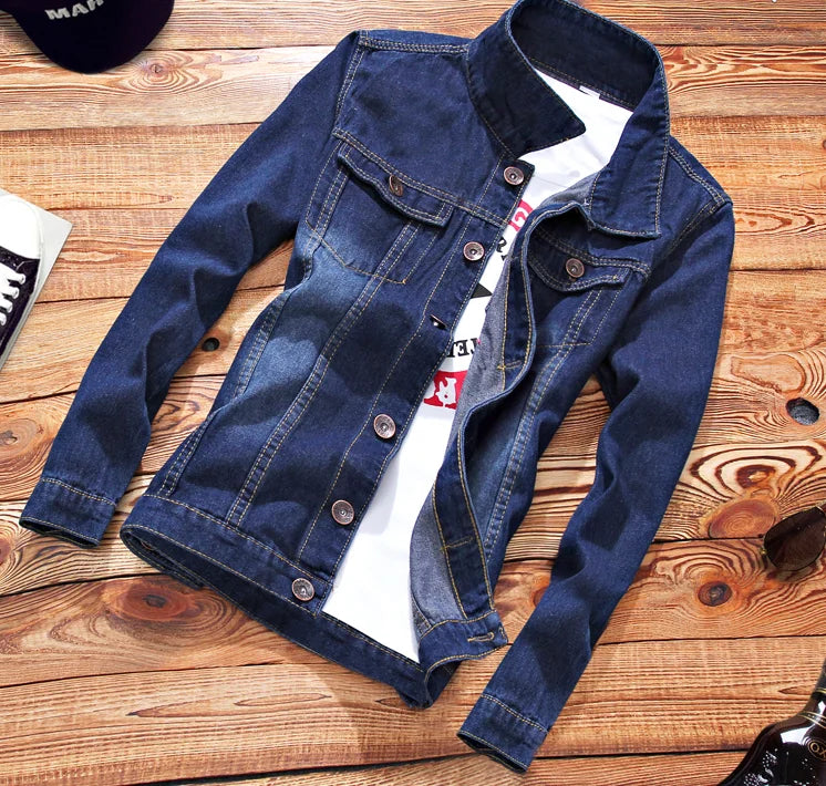 Autumn New Mens Denim Jacket Jeans Pants Slim Fit Pencil Pant Long Sleeve Coat Long Trousers 2pcs Set Size S-3XL for Male