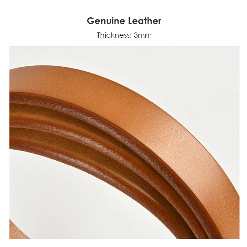 VATLTY 2.3cm Leather Belt for Women Zinc Alloy Silver Buckle Natural Cowhide Casual Belt Genuine Leather Thin Belt Female