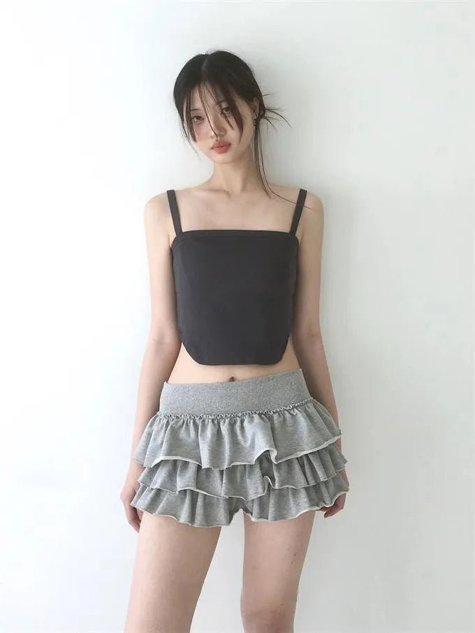 Ruffle Mini Skirt | High Waist Layered Cake Skirt Y2K Ballet Style