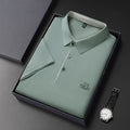 New Men's Business Casual Short Sleeved Shirt with Badge Solid Color Polo Shirt Fashionable Breathable Comfortable Versatile Top