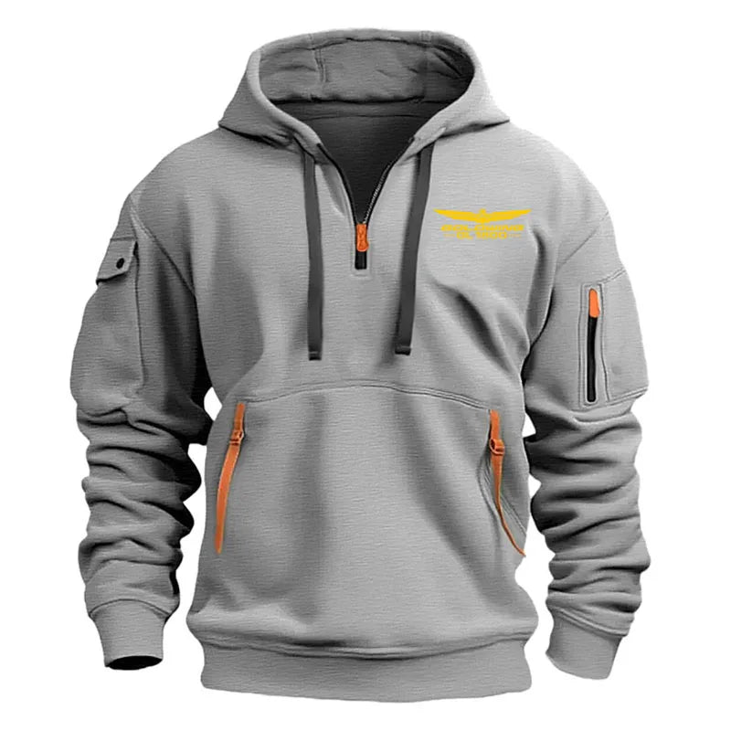 New Multi Pocket Zipper Fleece Men's Hoodie Gold Wing gl1800 print Casual sports Plus Size Loose Pullover Fashion Sweatshirt top