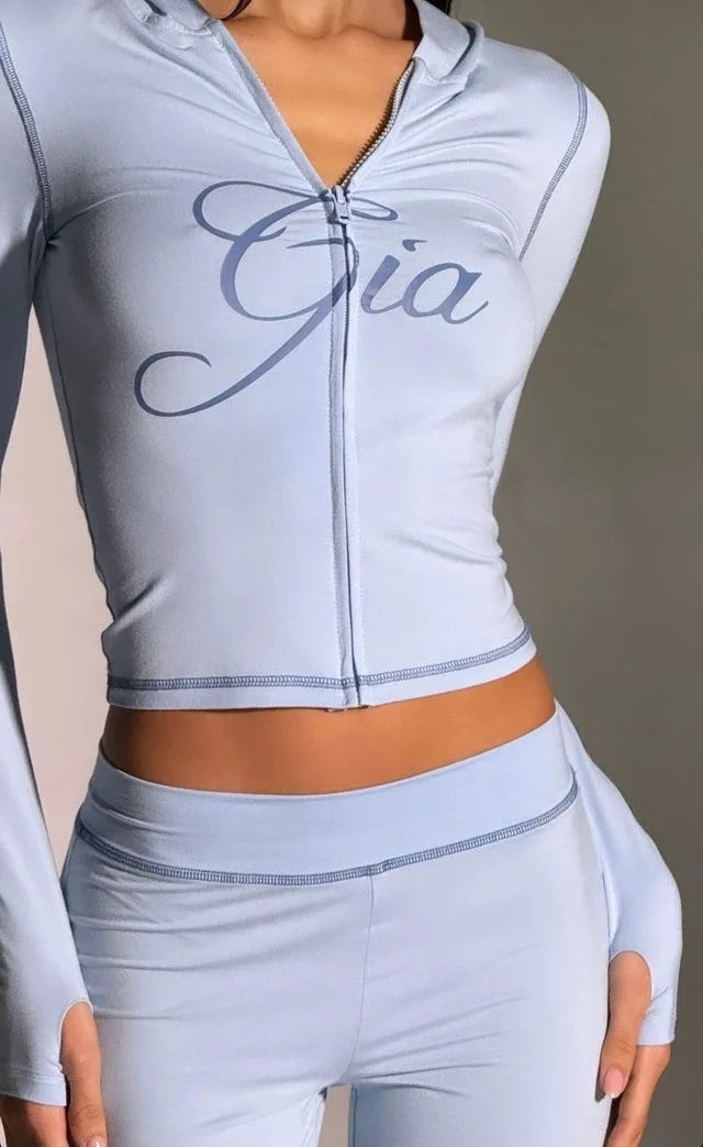 Gia long sleeve high spring top & low waist micro flared pants