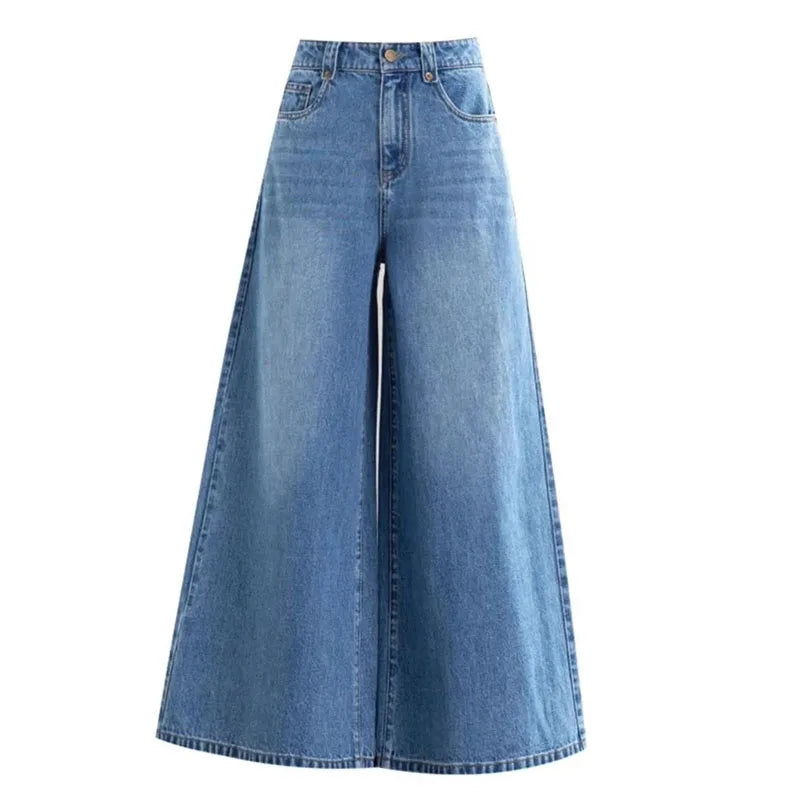 Women's Wide Legs Pants 2026 Spring Fashion High Waisted Ladies Jeans  Design Sense Korean Version Female Cowboy Skirt Trousers