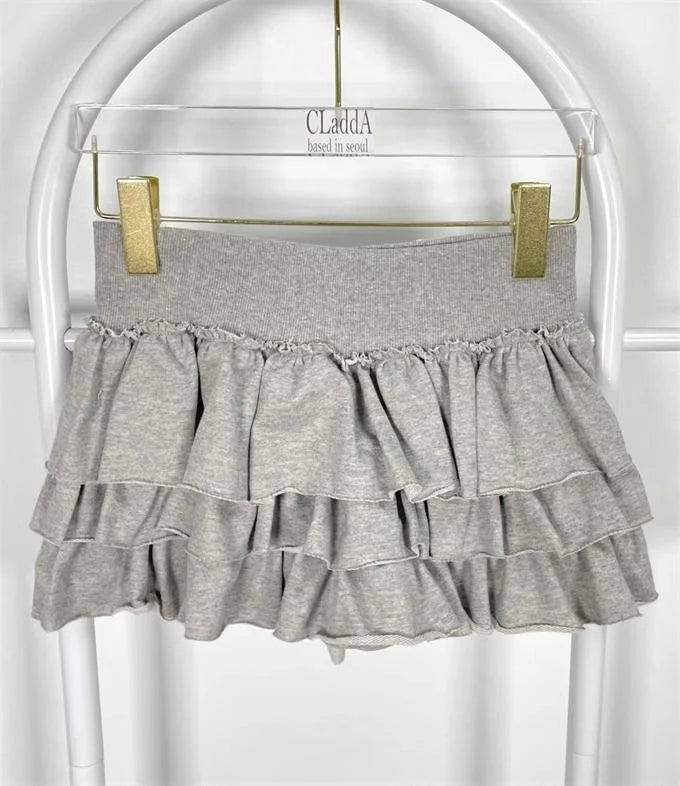 Ruffle Mini Skirt | High Waist Layered Cake Skirt Y2K Ballet Style
