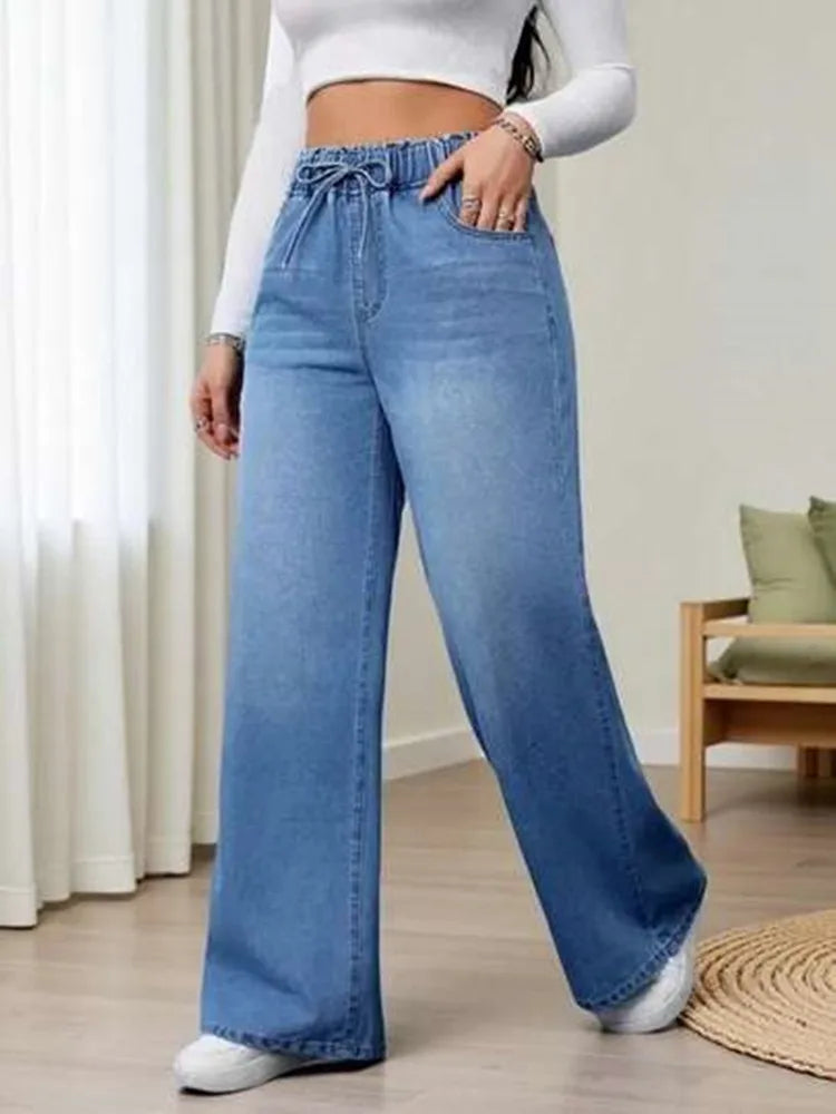 Drawstring Boyfriend Jeans for women.