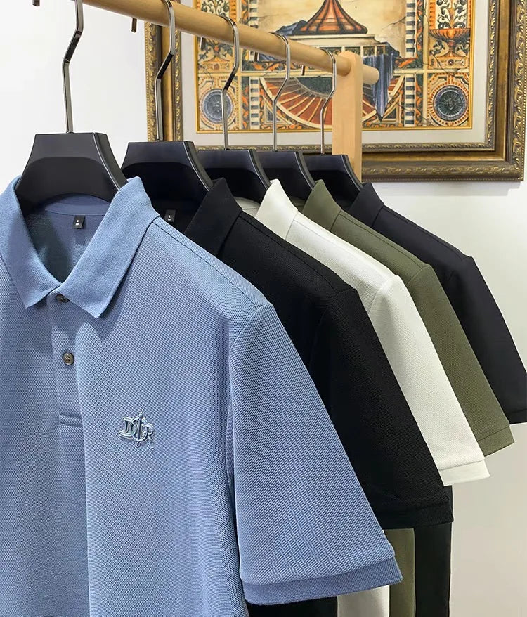 100% pure cotton high-end fashionable short sleeve summer new high-quality men's business casual polo shirt luxury brand T-shirt