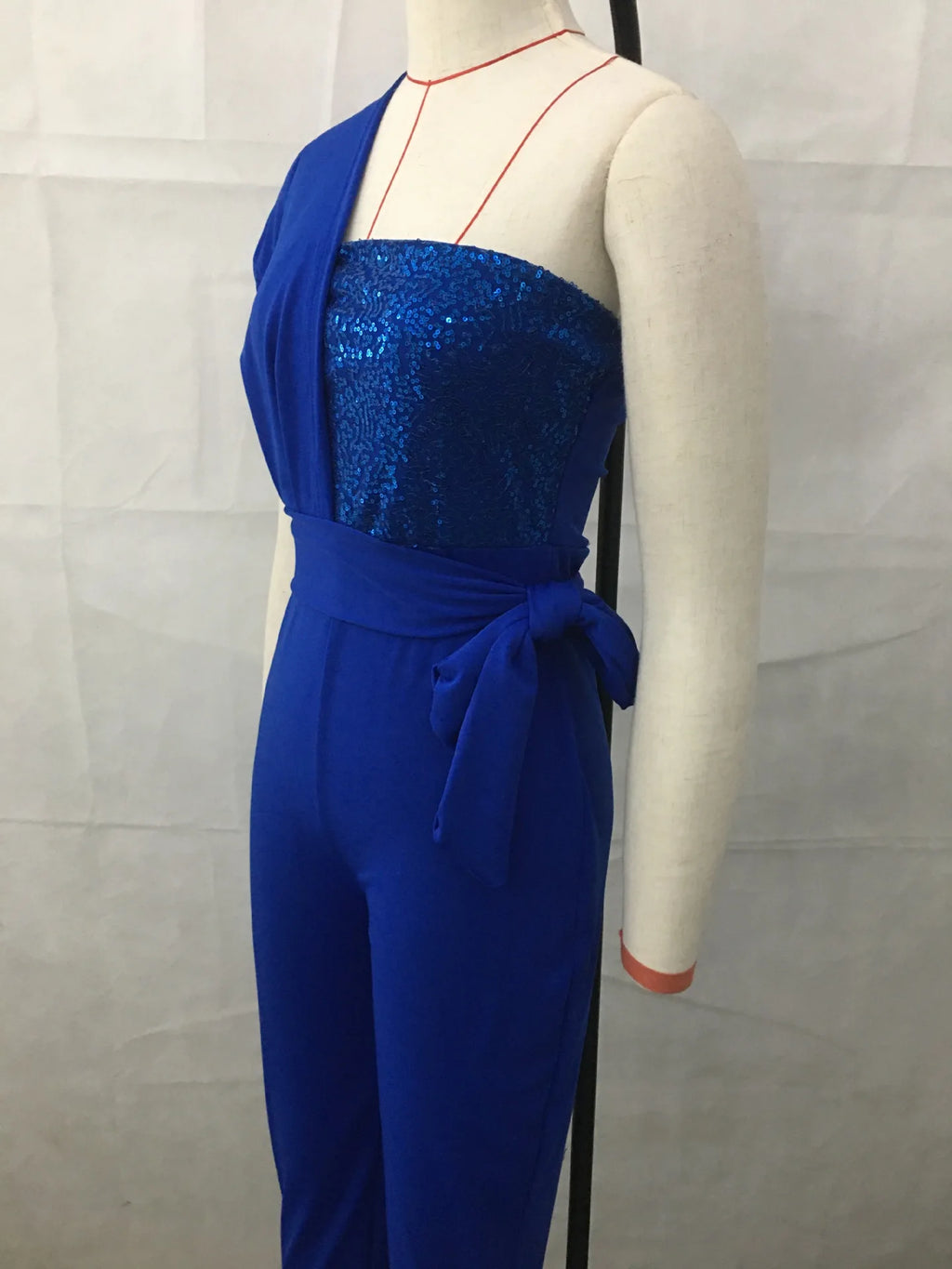 Elegant Women Sequins Patchwork Bodycon Jumpsuit