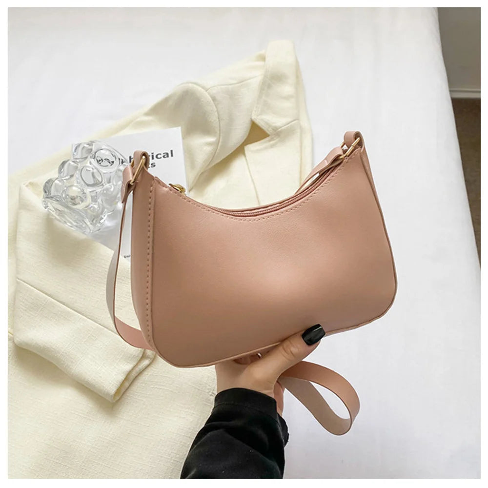 Shoulder Bags WOMEN'S Bag Underarm Bag  Handbags Retro Solid Color PU Leather Shoulder Underarm Bags Casual Women Hobos Handbags