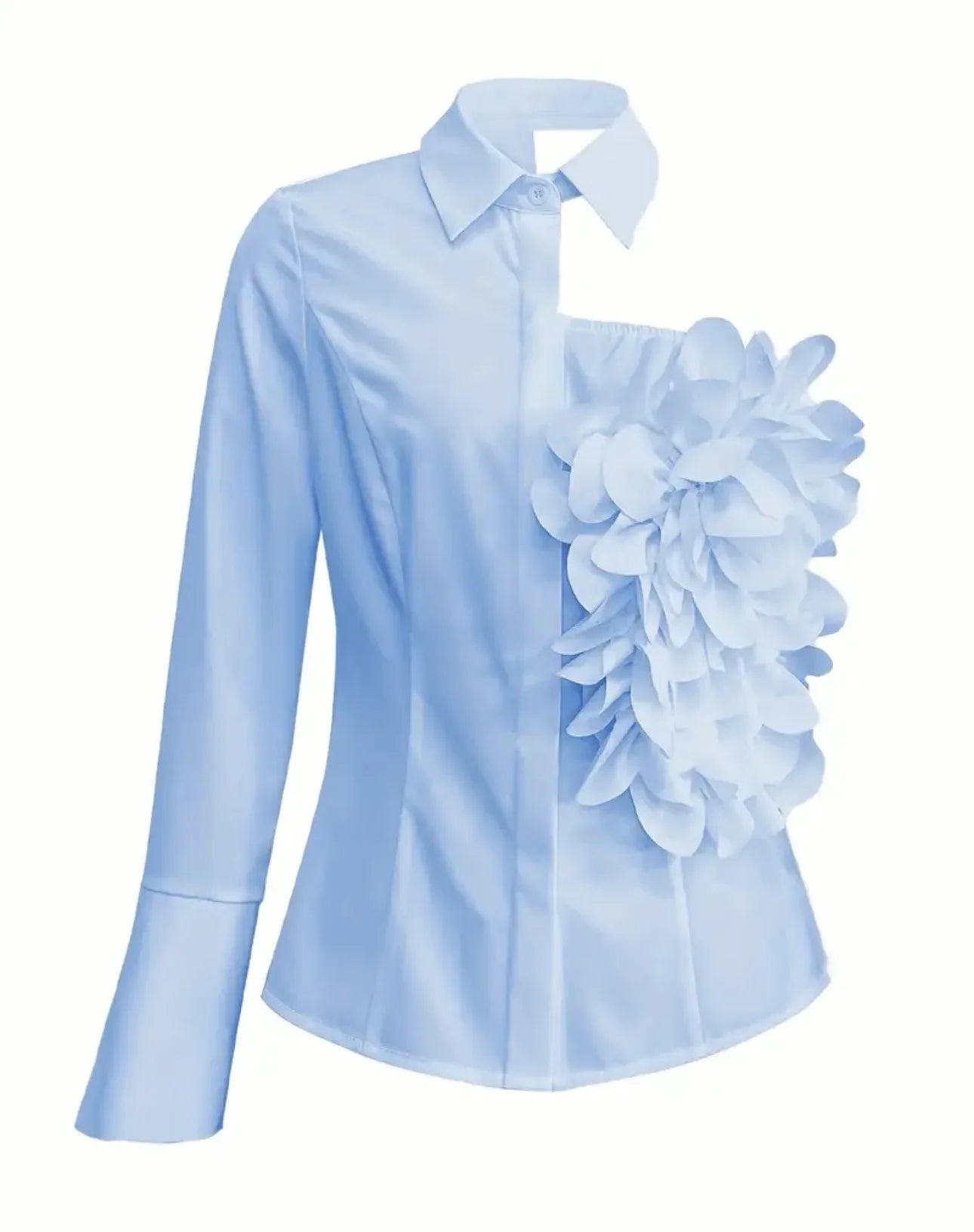 French Chic Women Blouse Fashion 3D Floral Long Sleeve Lapel Collar Spring Fall Age-reducing Female Tops Female Solid Shirts