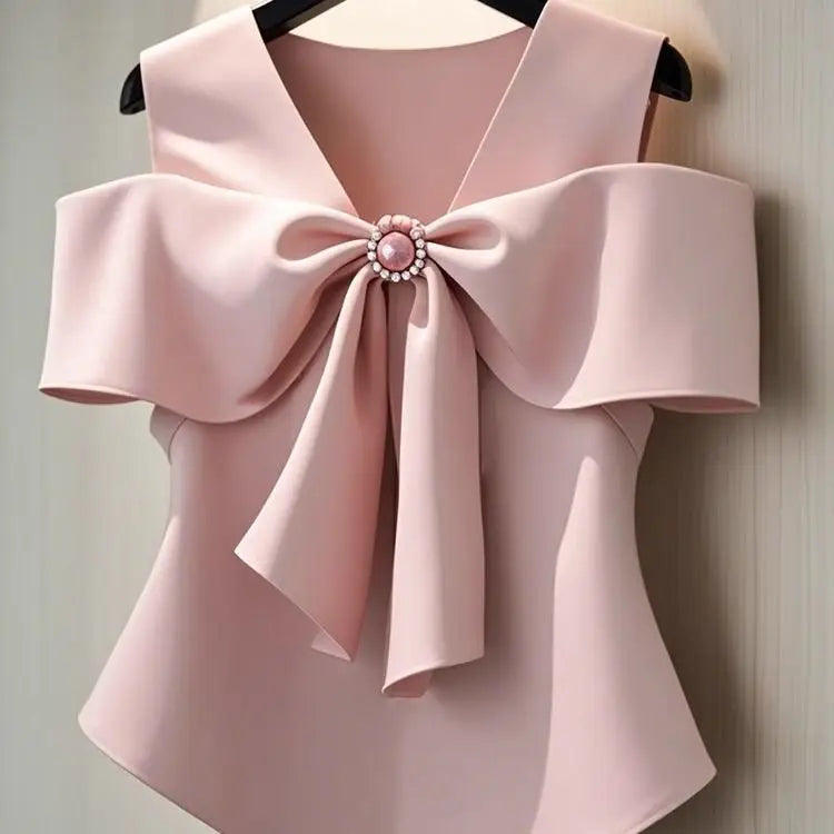 Women Summer Bow Tie Blouse