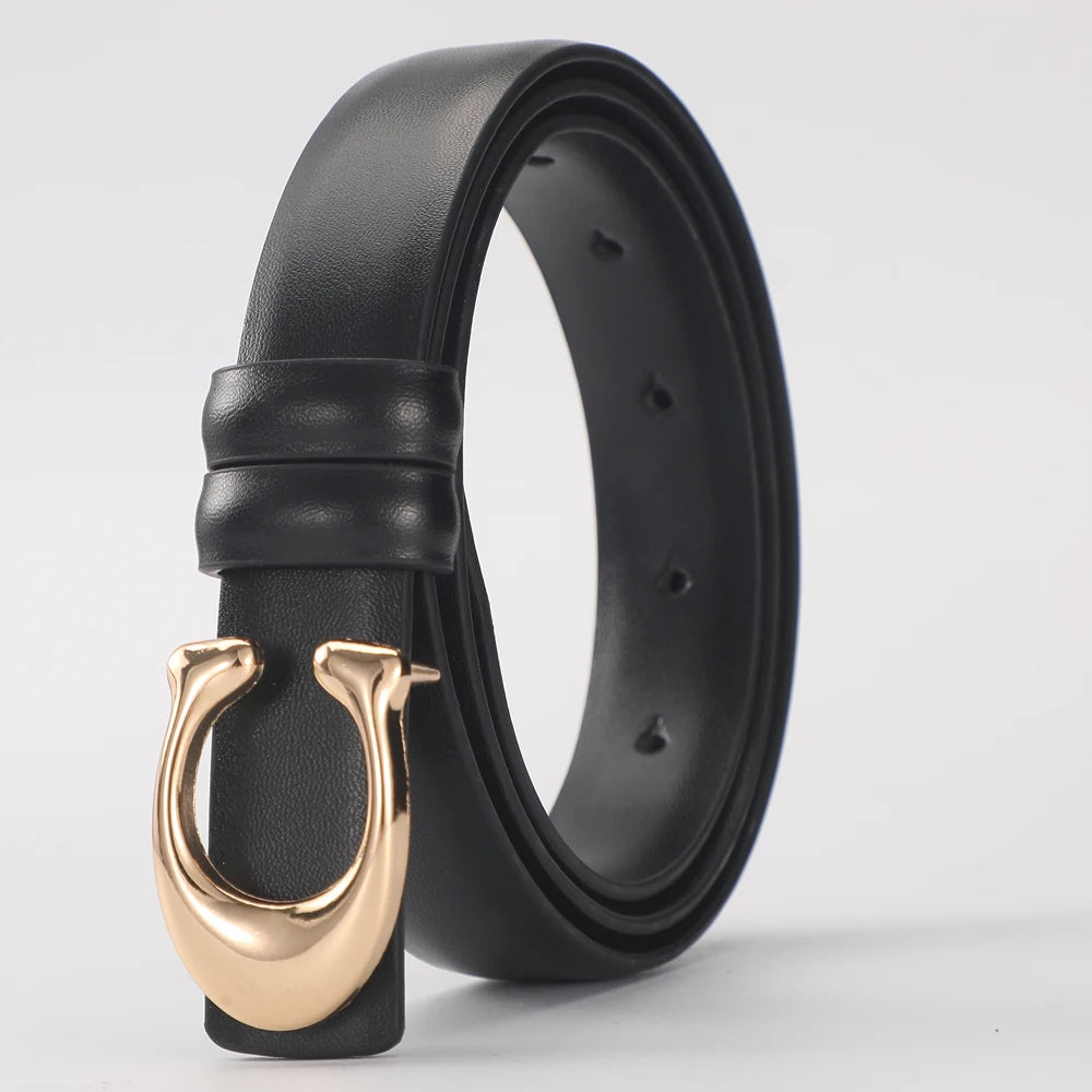 High-quality Women's Fashionable Belt C-shaped Buckle Smooth Buckle Temperament Double-sided Gift For Mother Using Belt