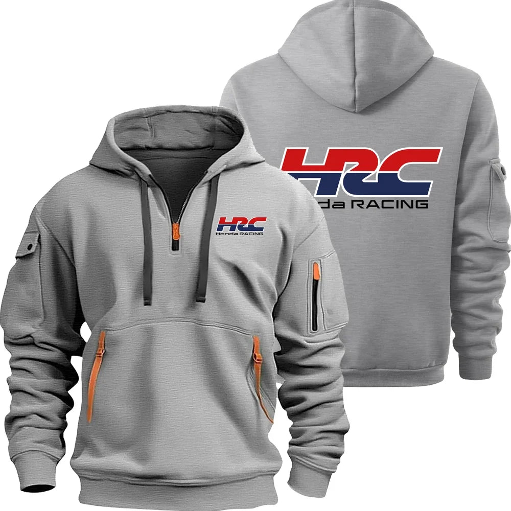 Honda HRC Logo Racing Team Men's Half-zip Hoodie Spring and Autumn Men's Sweatshirt 2025 Sports Men's Pullover Clothes