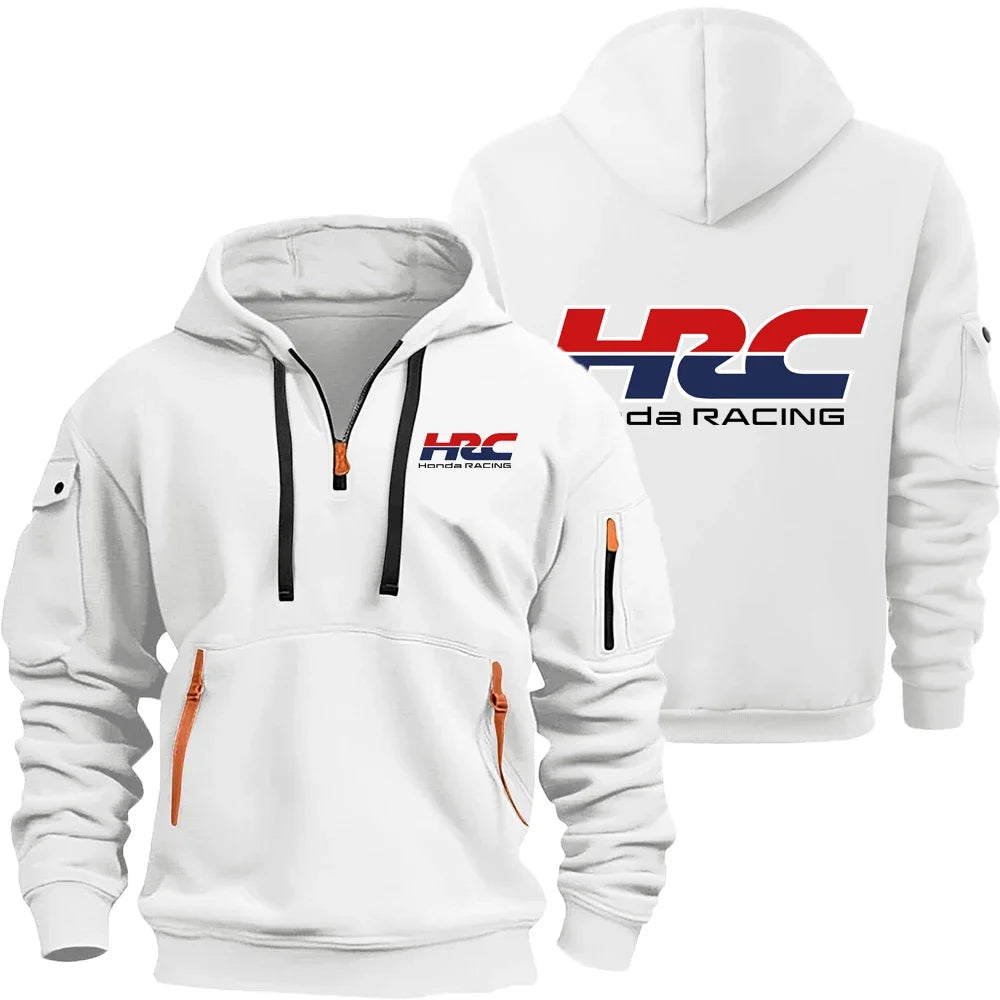 Honda HRC Logo Racing Team Men's Half-zip Hoodie Spring and Autumn Men's Sweatshirt 2025 Sports Men's Pullover Clothes