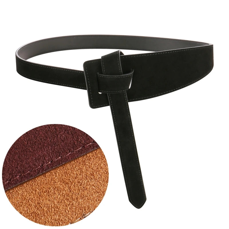 Versatile Genuine Leather Belt - Vintage Knotted Design, Ideal for Business & Casual Chic, Comfortable Average Size