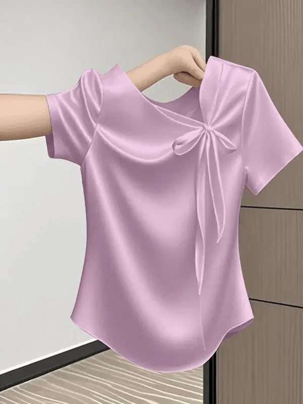 women detailed bow tie blouse