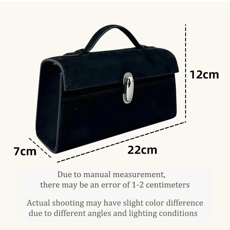 SAVETTE Symmetry Pochette Leather Tote Bag Women Top Handle Bags Genuine Leather Suede Solid Color Simple Handbag Square Bag
