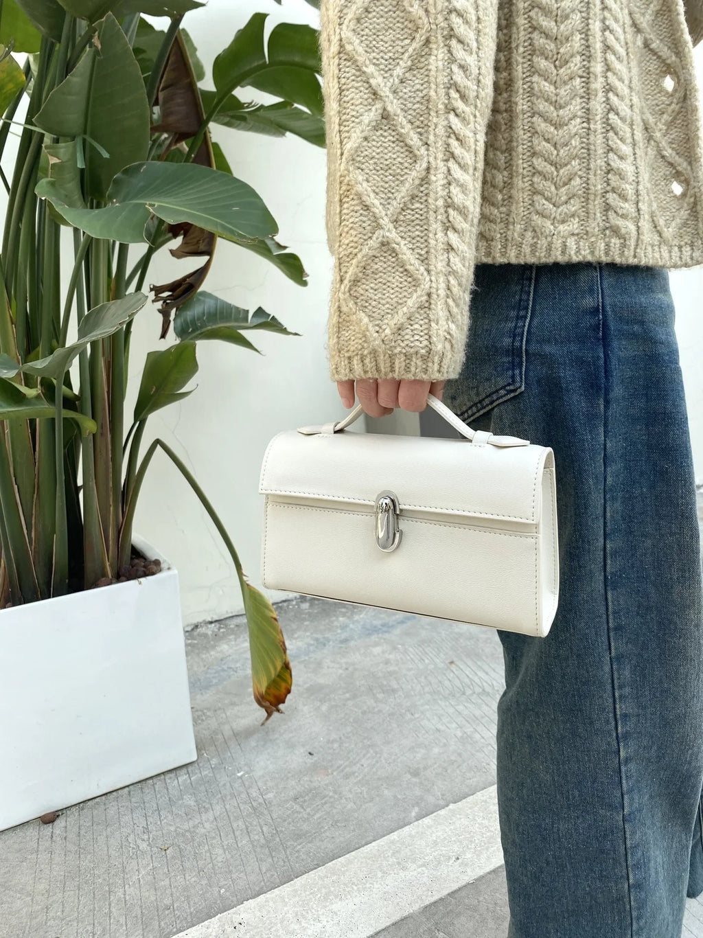 SAVETTE Symmetry Pochette Leather Tote Bag Women Top Handle Bags Genuine Leather Suede Solid Color Simple Handbag Square Bag