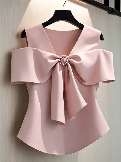 Women Summer Bow Tie Blouse