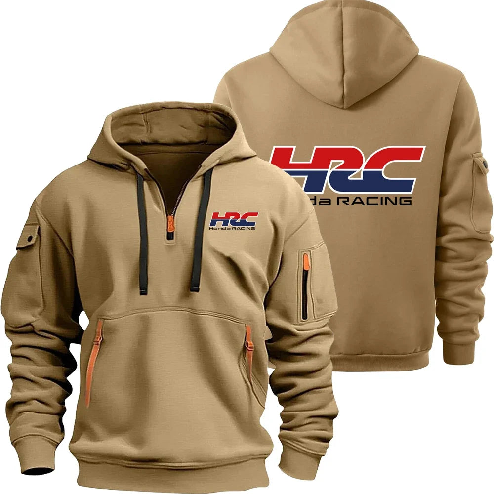 Honda HRC Logo Racing Team Men's Half-zip Hoodie Spring and Autumn Men's Sweatshirt 2025 Sports Men's Pullover Clothes