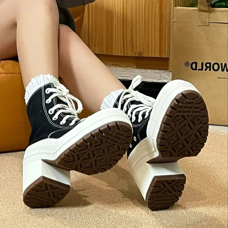 Platform High Top Heel   Sneakers