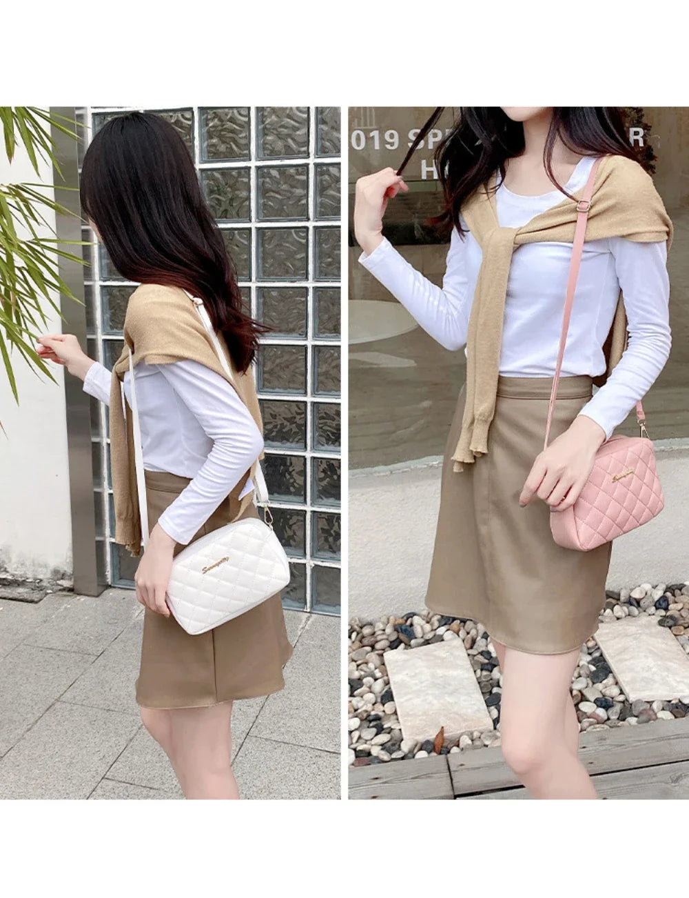 2025 tassel women's small crossbody bag trend diamond grid embroidery camera women's shoulder bag fashion chain crossbody bag