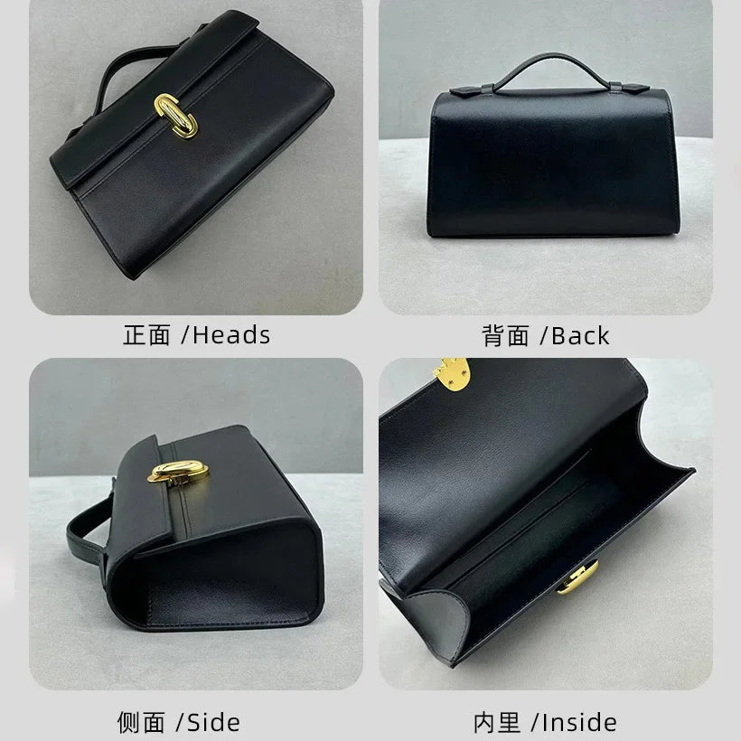 SAVETTE Symmetry Pochette Leather Tote Bag Women Top Handle Bags Genuine Leather Suede Solid Color Simple Handbag Square Bag