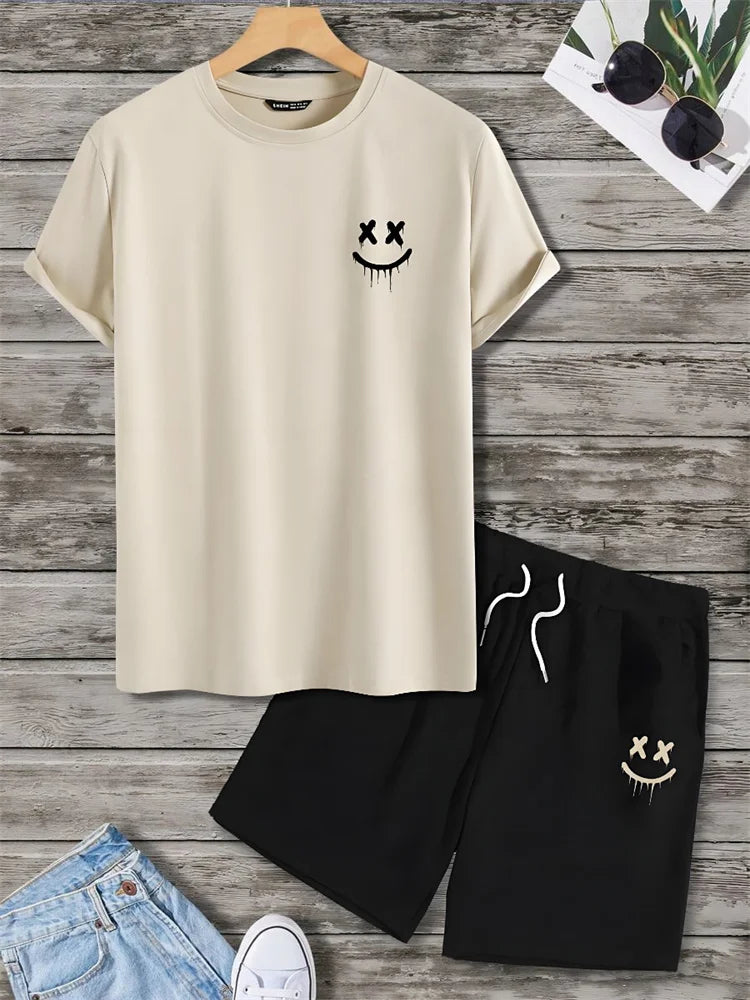 2 Piece Summer Casual Everyday Men's Short Sleeve Shorts Set Hawaiian Print Men's T-shirt Outdoor Sports Men's Beach Shorts