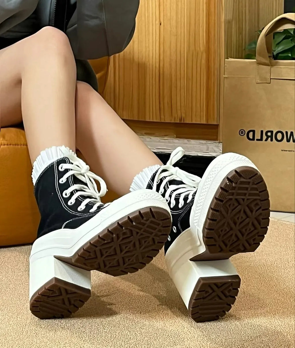 Platform High Top Heel   Sneakers