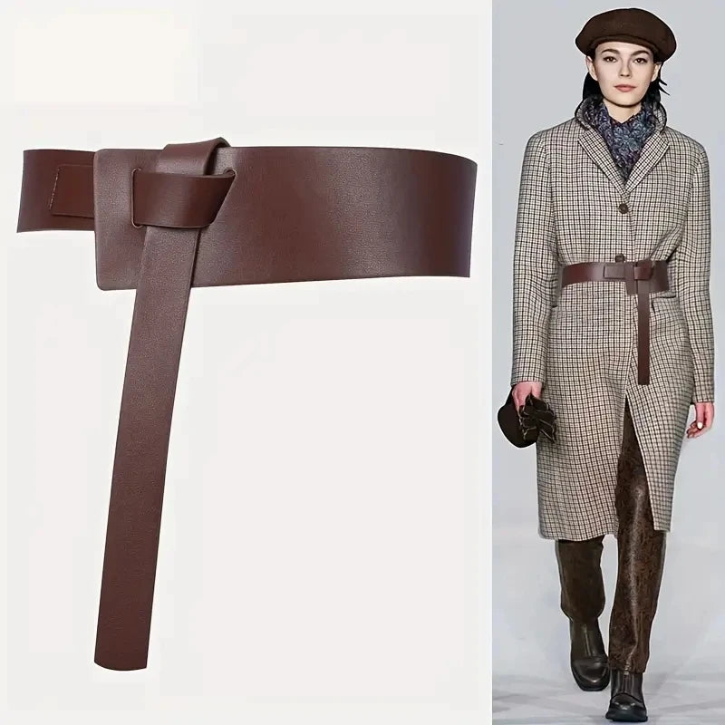 Versatile Genuine Leather Belt - Vintage Knotted Design, Ideal for Business & Casual Chic, Comfortable Average Size