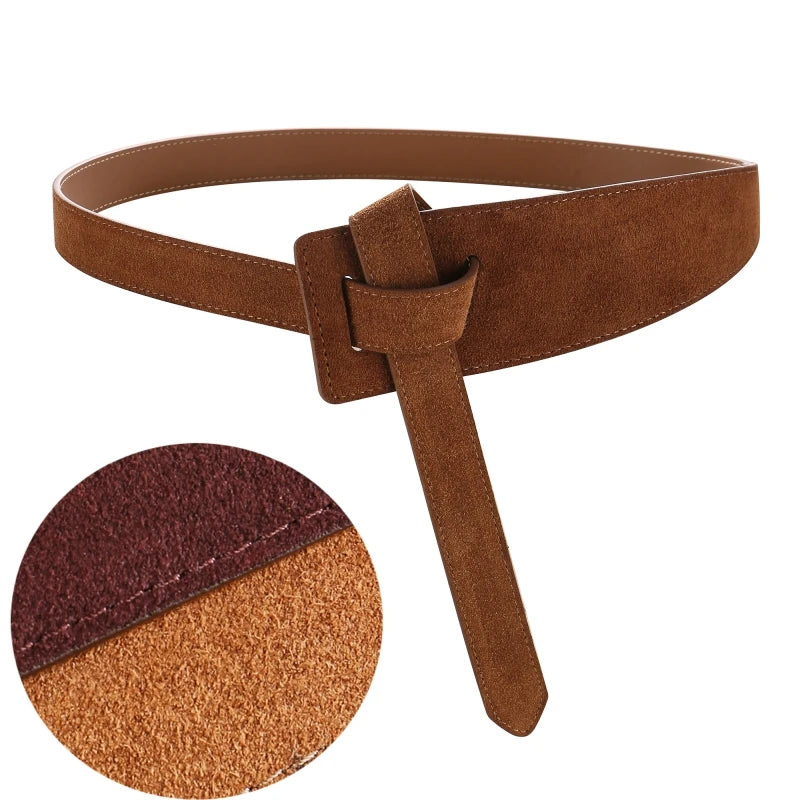 Versatile Genuine Leather Belt - Vintage Knotted Design, Ideal for Business & Casual Chic, Comfortable Average Size