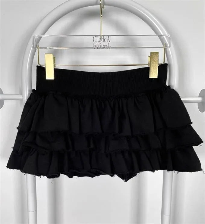 Ruffle Mini Skirt | High Waist Layered Cake Skirt Y2K Ballet Style