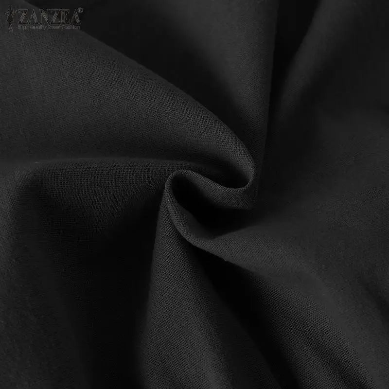 ZANZEA Autumn Vintage Cotton Blouse Woman Long Sleeve O-Neck Shirt Female Casual Solid Blusas Fashion Button Cuffs Chemise 2023