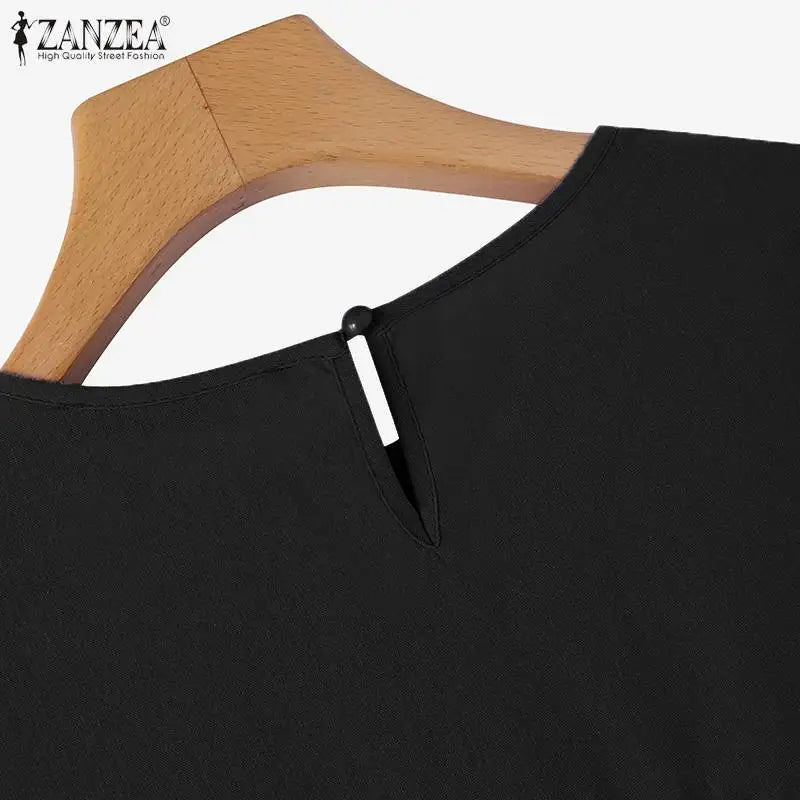 ZANZEA Autumn Vintage Cotton Blouse Woman Long Sleeve O-Neck Shirt Female Casual Solid Blusas Fashion Button Cuffs Chemise 2023