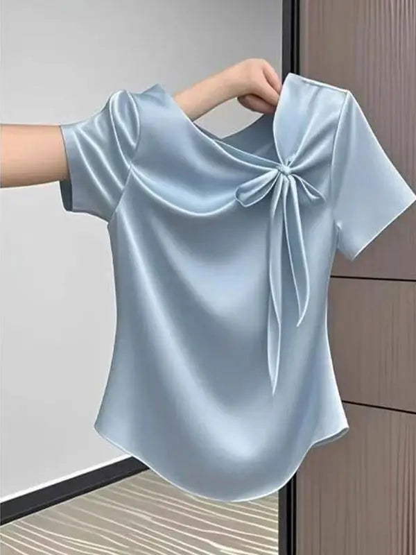 women detailed bow tie blouse