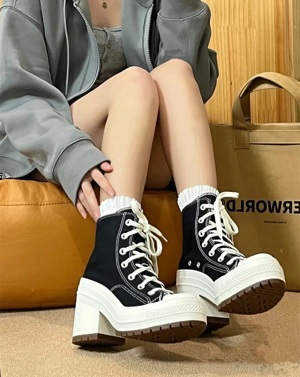 Platform High Top Heel   Sneakers