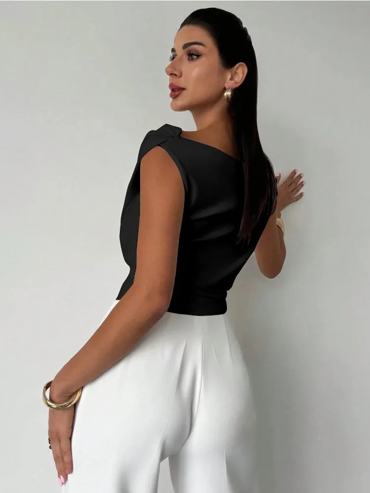 Summer Autumn Irregular Crop Tops Women Sleeveless Solid Y2K Short Tank Top Casual
