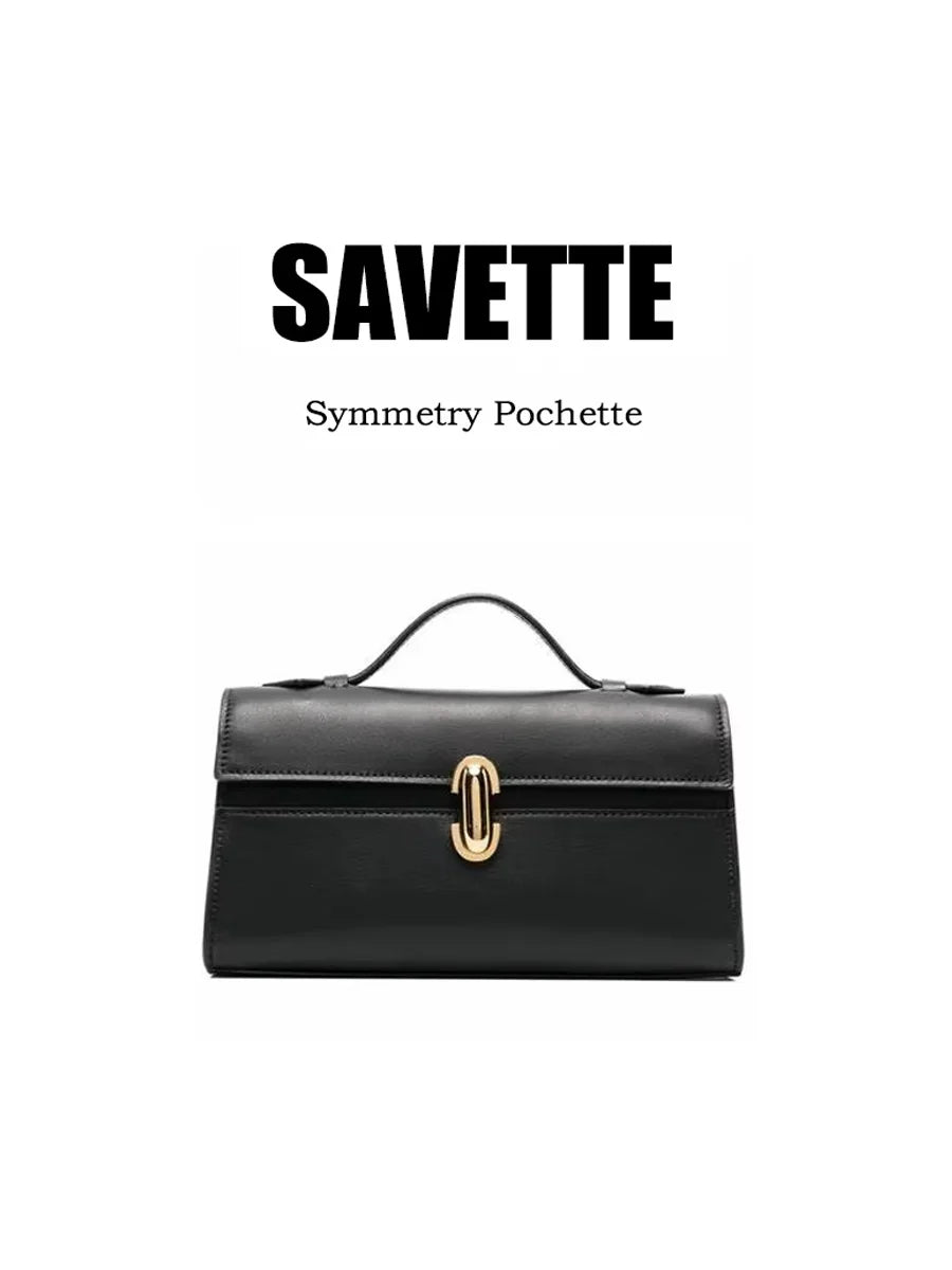 SAVETTE Symmetry Pochette Leather Tote Bag Women Top Handle Bags Genuine Leather Suede Solid Color Simple Handbag Square Bag