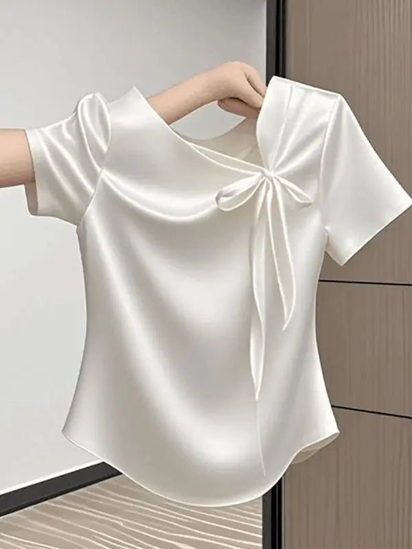 women detailed bow tie blouse
