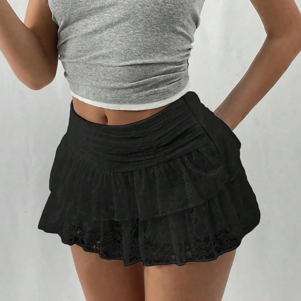 A-line Mini bubble lace skirt