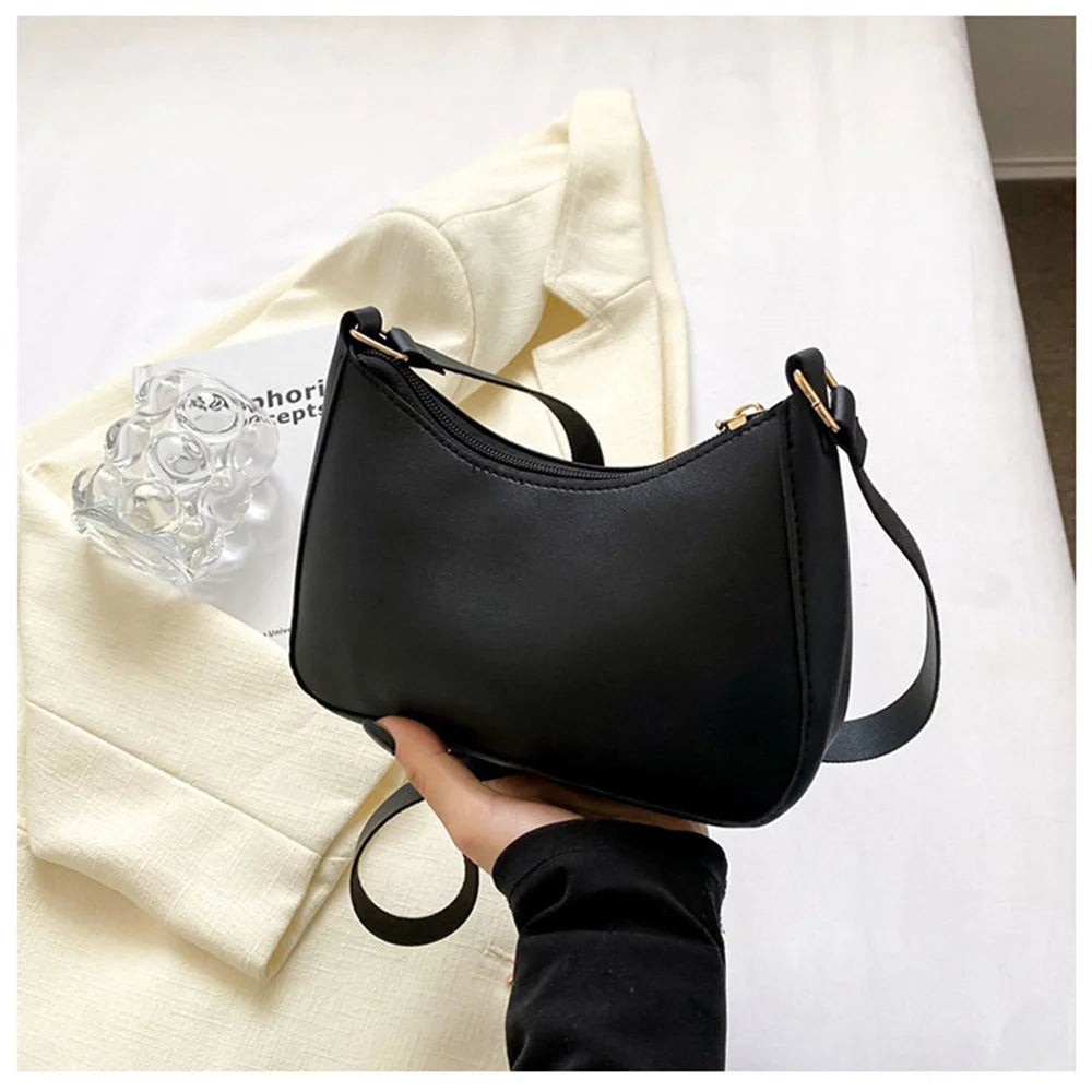 Shoulder Bags WOMEN'S Bag Underarm Bag  Handbags Retro Solid Color PU Leather Shoulder Underarm Bags Casual Women Hobos Handbags